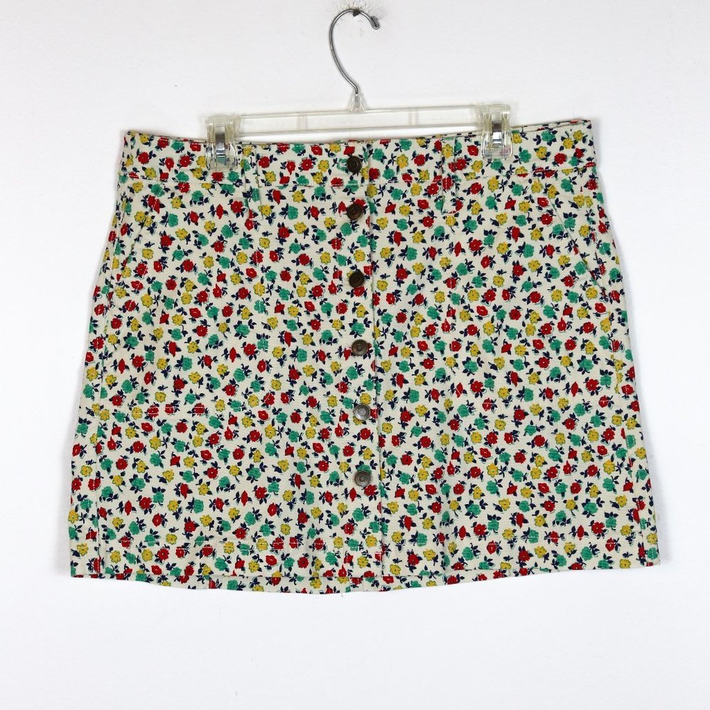NEW NWT J. Crew Mercantile Denim Skirt Floral Boho Pockets 12 A-line Botanic